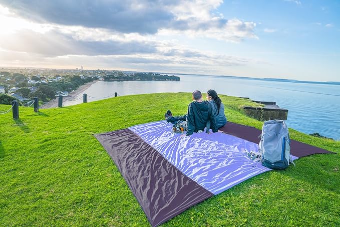 WEKAPO Beach Blanket Sandproof, Extra Large Beach Mat, Big & Compact Sand Free Mat Quick Drying, Lightweight & Durable with 6 Stakes & 4 Corner Pockets