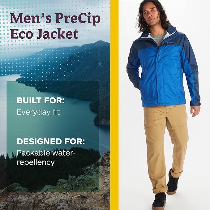 MARMOT Men's Precip Eco Waterproof Rain Jacket - 100% Recycled, Breathable, Lightweight, Packable Raincoat