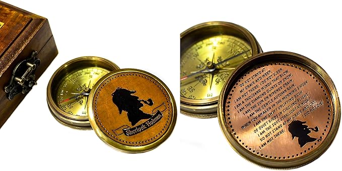 Sailor's Art Pocket Compass | Camping Travelling Equipment | Boat Brass Chain Compass with a Beautiful Quote| Nautical Navy Directional Compass | Table Top