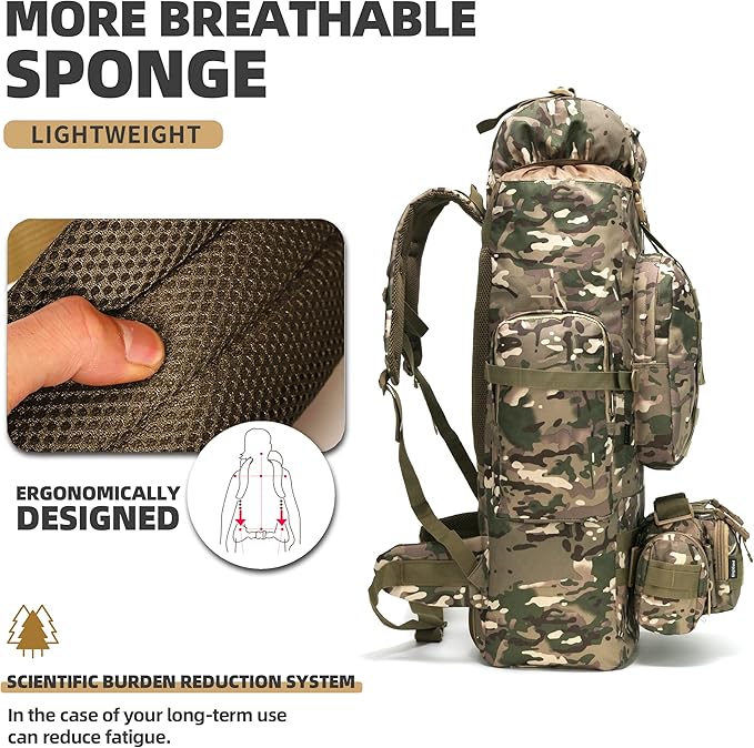 King'sGuard 100L Camping Hiking Backpack Molle Rucksack Military Camping Backpacking Daypack