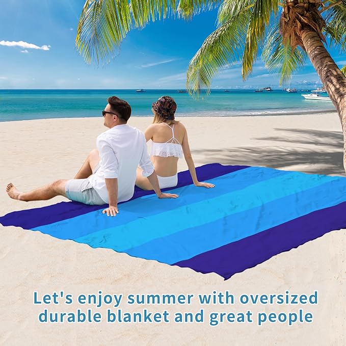 BYDOLL Beach Blanket Sandproof Waterproof 78''×110''1-7 Adults Compact Lightweight Oversized Beach Blanket Large Picnic Mat Beach Blanket for Travel Camping Hiking Picnic