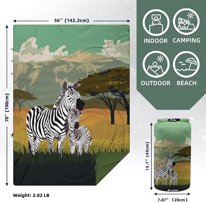Outdoor Puffy Camping Blanket, Lightweight Windproof Warm Stadium Blanket, Packable Travel Camping Quilt for Cold Weather,Hiking, Backpacking,Sleeping, Hammock, Adventure 78"x 56"