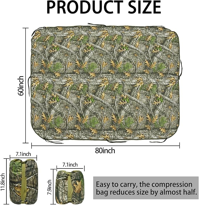 Military Poncho Liner with Zipper Camping Blanket Army Multicam Woobie Sleeping Bag Insulated Waterproof for Travel Outdoor Survival Hunting