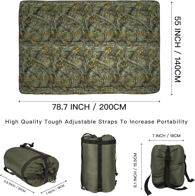 Military Poncho Liner 55”x 79” Camping Blanket Woobie Compact Waterproof for Travel Stadium Outdoor Camping