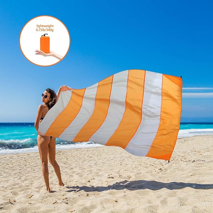 Beach Blanket Sandproof Waterproof, Large Beach Mat Lightweight Portable Quick Drying for Picnic Camping Hiking Travel Beach Accessories (1, Orangewhite, 83x79 Inches)