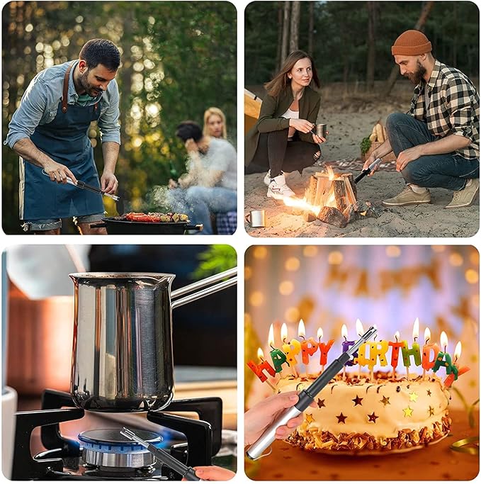 Long Lighter, Retractable Electric Lighters, Lgnition Port Can be Rotated 360°, Rechargeable via USB, lighters Suitable for Lighting Candles, barbecues, fireplaces, fire pits, etc