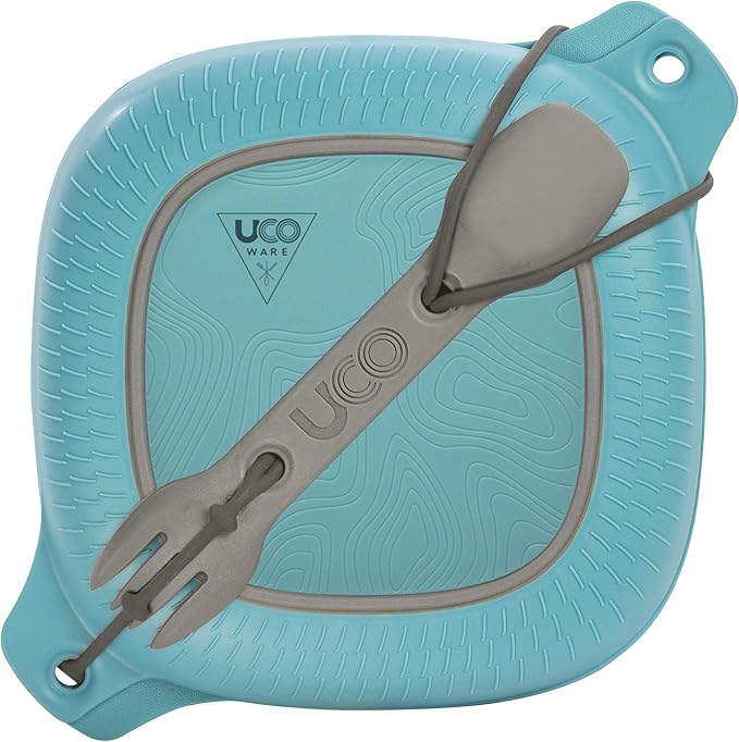UCO 4-Piece Camping Mess Kit with Bowl, Plate and 3-in-1 Spork Utensil Set
