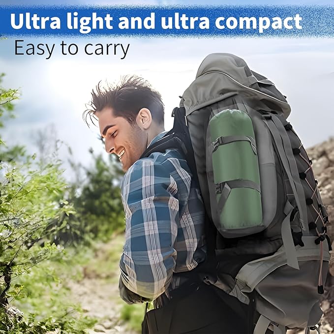 DDD Ultra-Light Inflatable Camping Sleeping Pad with its Built-in Foot Pump and Pillow - The Ultimate Camping pad, Hiking pad, Backpacking Pad and Lightweight for a Outdoor Sleep——Celadon