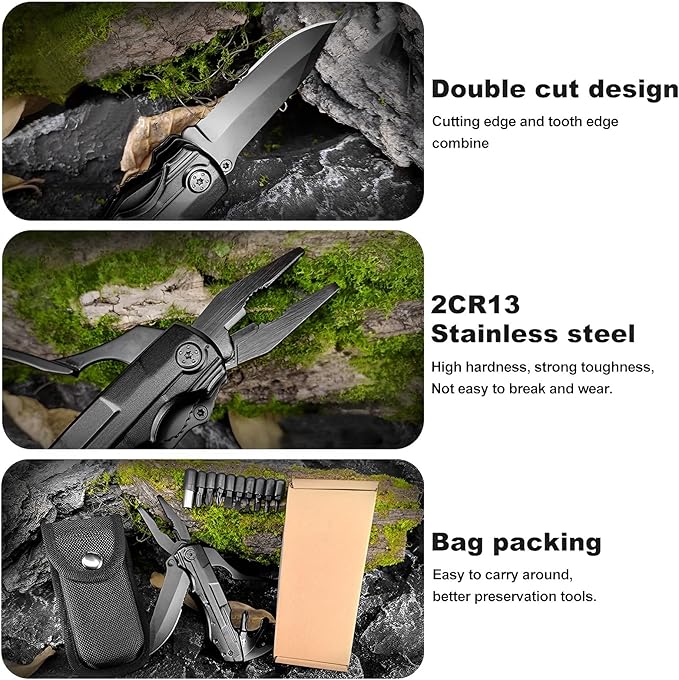 Gifts for Dad From Daughter Son, Keyray 9 In 1 Multitool Pocket Knife for Men, Fathers Day, Christmas, Birthday Anniversary Unique Gifts, Multi Tool Knives Suitable for Home Repairs, Outdoor Camping