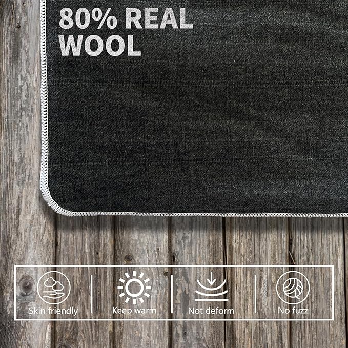 80% Wool Blanket - 5 lbs, Warm, Thick, Washable, Large 60" x 88" Military Camping Blanket, Super Soft - Great for Cold Weather, Camping, Hiking, Outdoors, Home, Survival & Emergency