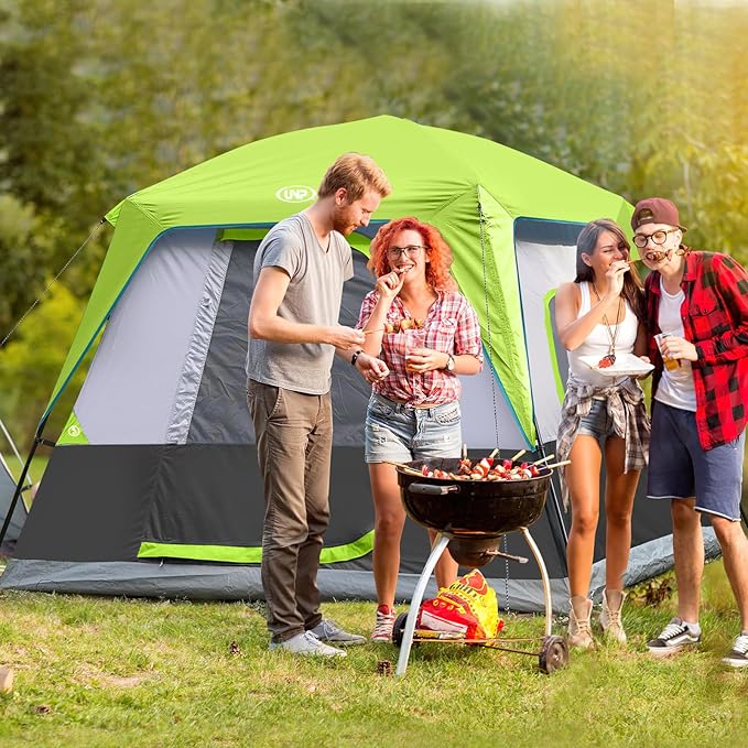 UNP 2/4/6/8 Person Tent, Portable Cabin Tent, Camping Tent 4-Person Easy Set Up, Waterproof with Top Rainfly for Outdoor Camping/Hiking