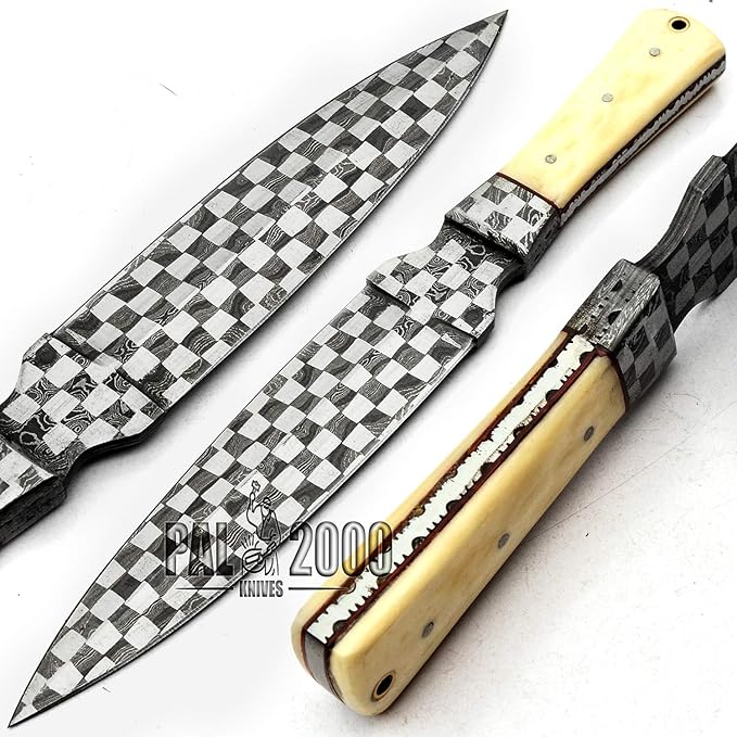 PAL 2000 KNIVES DAM-9719 Custom Handmade Forged Damascus Steel Fixed Blade Hunting Dagger Sharp Edge Knife With Sheath