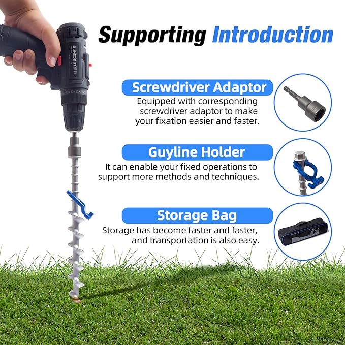 Homeon Wheels Camping Ground Anchors Aluminum Screw Heavy Duty Metal Non-Rust Cast Tent Anchors for Securing Animals, Tent, Canopies, Sheds, Swing Sets, Car Ports, Trampoline (18 Pack)