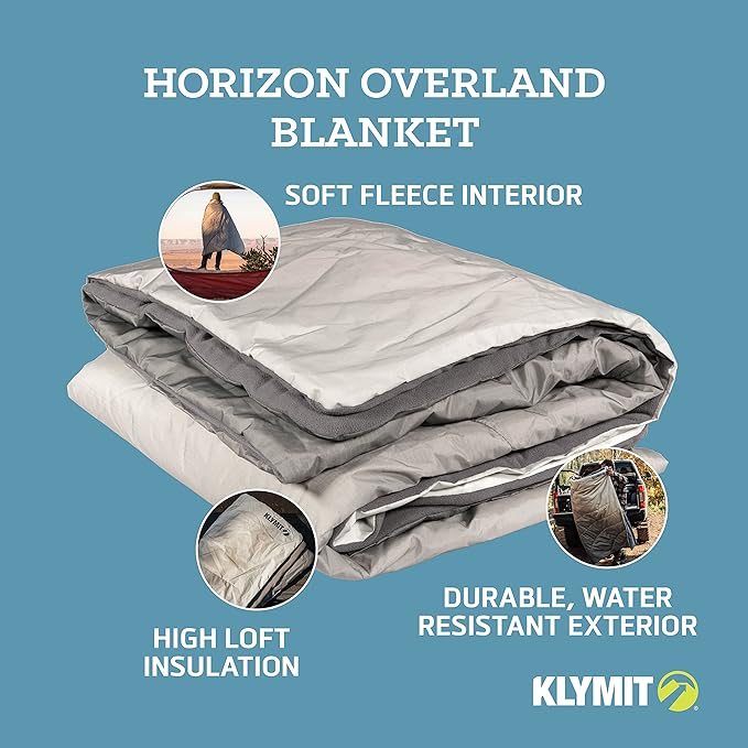 Klymit Horizon Overland Packable Camping Blanket and Comforter, Gray