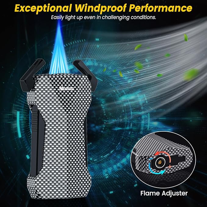 Dual-Jet Torch Lighter, with Built-in Hole Punch, Cool Lighters for Festival Gifts, All-in-one Design Butane Refillable Lighter, Portable Windproof Lighter for Candles, Camping Outdoors