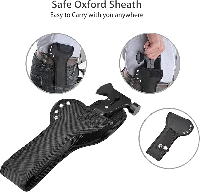 Multi-tool Axe Hammer, Upgraded 14 in 1 Portable Hatchet Tool with Sheath, Camping Survival Gear Kit Birthday Presents Christmas Stocking Stuffers for Dad Father Grandpa Husband Son Boyfriend Him