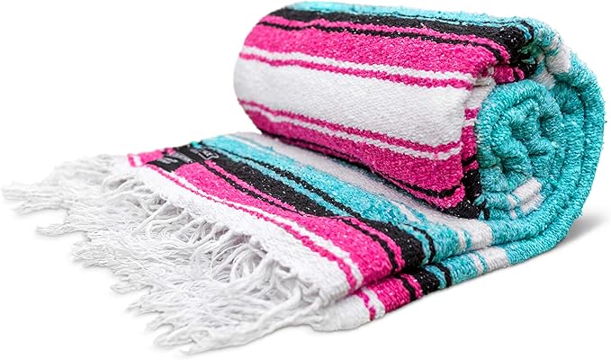 Premium Mexican Blanket, Authentic Hand Woven Falsa Blanket & Yoga Blanket | Made by Traditional Mexican Artisans, Perfect Saddle Blanket, Beach Blanket, Picnic Blanket, Car Blanket, Outdoor Blanket