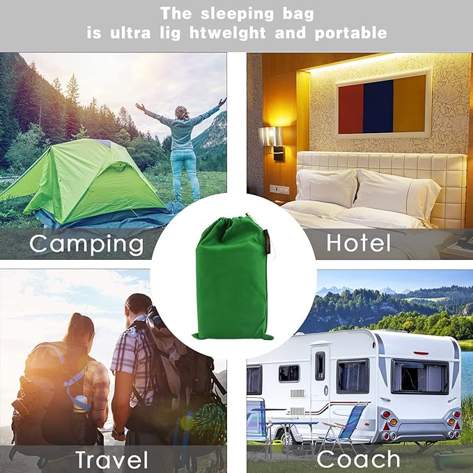Travel and Camping Sheet Sleeping Bag Liner - Lightweight Compact and Portable Adult Sleeping Bag - Ideal for Traveling,Hostels and Camping