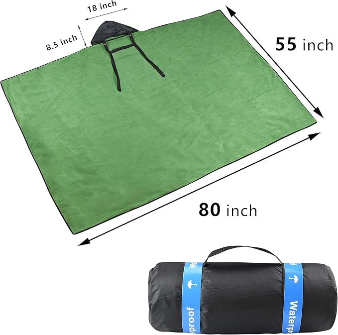 Catalonia Waterproof Blanket for Outdoor, Hooded Blanket Poncho, Windproof, Warm for Stadium,Sporting Events, Camping