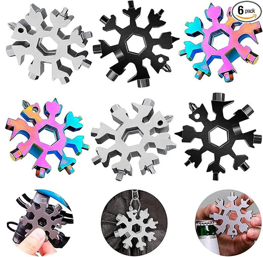 6Pcs Snowflake Multitool Stainless Steel - KETAR Pocket Screwdriver Multi Tool Keychains for Men Tools and Gadgets Multi Screwdriver - Bottle Opener Keychain for Men Survival Tool Keychain Screwdriver