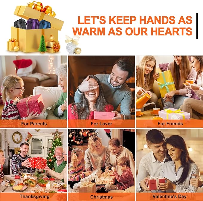 2 Pack Hand Warmers Rechargeable, Electric Hand Warmer Reusable, USB Handwarmers,Outdoor/Indoor/Golf/Camping/Hunting/Pain Relief/Watch Football/Baseball/Warm Gifts for Men Women Kid Birthday Christmas