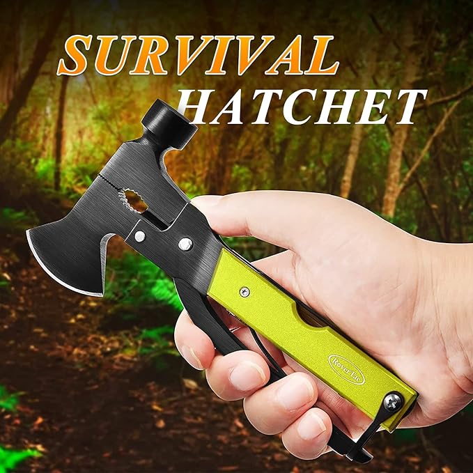 RoverTac Multitool Axe Hatchet, Camping Essentials Survival Gear, Gifts for Men, Mens Gifts Dad Gifts, Gifts for Men Husband Him, 14-in-1 Multi Tool Axe, Multitool Gifts for Camping Hiking Survival