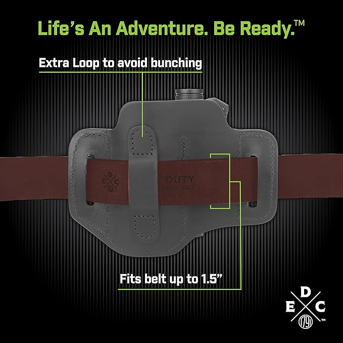 Multitool & Flashlight Holster, Leather EDC Organizer Belt Pouch Fits Multitool, Knife, Flashlight, Keys - Compatible with Heavy Duty Leatherman, Gerber, SOG Multitools