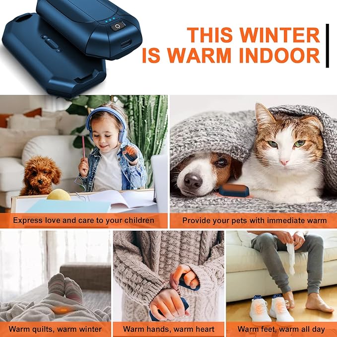 2 Pack Hand Warmers Rechargeable, Electric Hand Warmer Reusable, USB Handwarmers,Outdoor/Indoor/Golf/Camping/Hunting/Pain Relief/Watch Football/Baseball/Warm Gifts for Men Women Kid Birthday Christmas