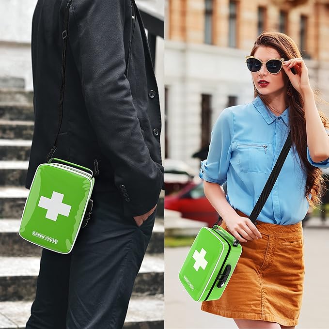 GREEN CROSS Smell Proof Bag Stash Box Medicine Bag Stash Bag 9x6x5 (Green Vinyl)