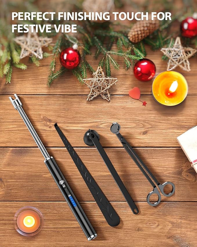 RONXS Lighter Electric Lighter Rechargeable Arc USB Candle Lighters with LED Battery Display, Flexible Neck Windproof Flameless Plasma Long Lighters for Candle BBQ Camping