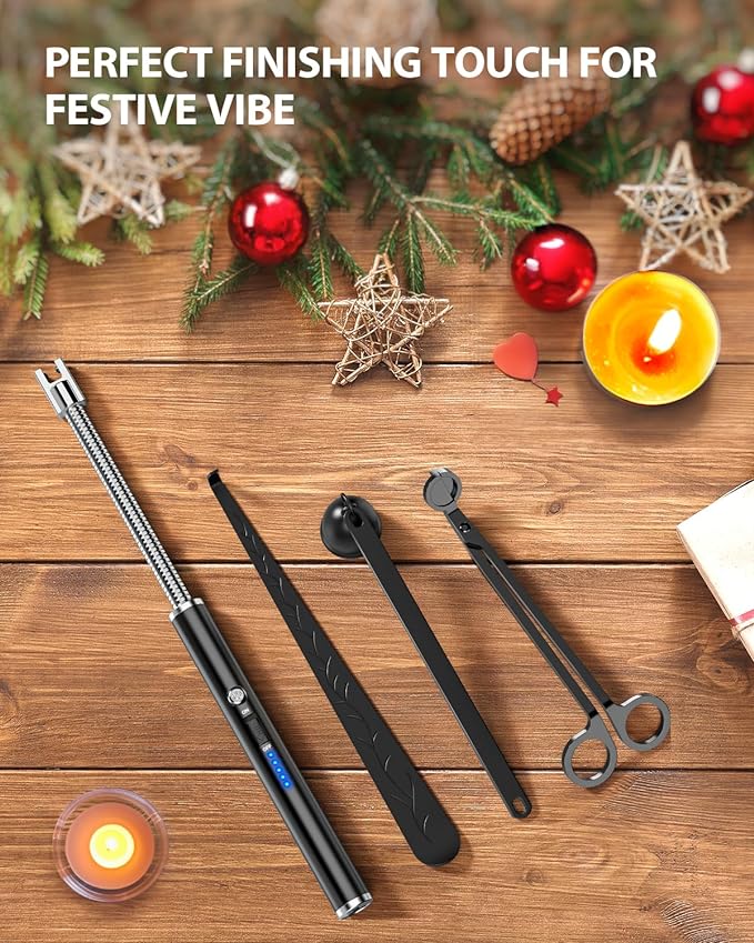 RONXS Lighter Electric Lighter Rechargeable Arc USB Candle Lighters with LED Battery Display, Flexible Neck Windproof Flameless Plasma Long Lighters for Candle BBQ Camping