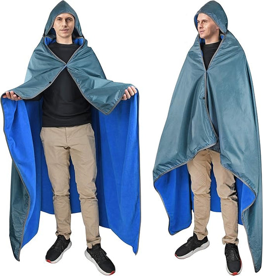Catalonia Waterproof Blanket for Outdoor, Hooded Blanket Poncho, Windproof, Warm for Stadium,Sporting Events, Camping