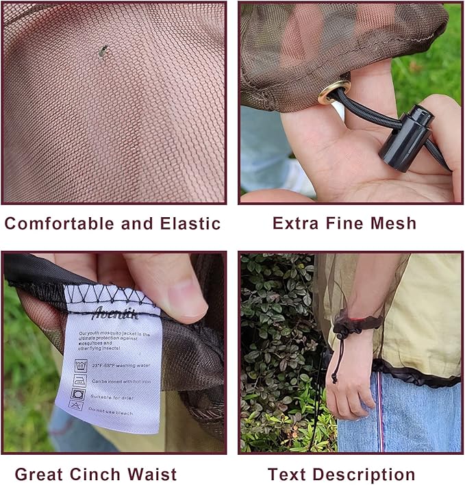 Aventik No-See-Um Mesh Youth Mosquito Jacket, Youth Mosquito Pants M&L Super Light, Keep Safe Cool, UV Protection