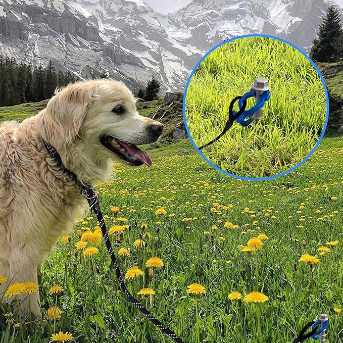 Homeon Wheels Camping Ground Anchors Aluminum Screw Heavy Duty Metal Non-Rust Cast Tent Anchors for Securing Animals, Tent, Canopies, Sheds, Swing Sets, Car Ports, Trampoline 11.81in+7.87in