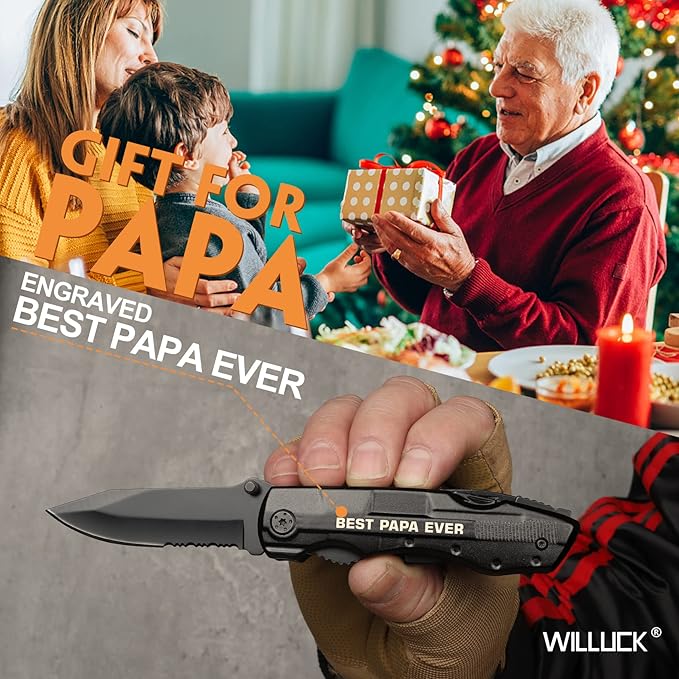 Papa Gifts for Papa Grandpa, Fathers Day Papa Gifts, "BEST PAPA EVER" Multitool Knife, Birthday Gifts for Papa, Christmas Stocking Stuffer Gift Ideas for Papa, Camping Gifts for Papa