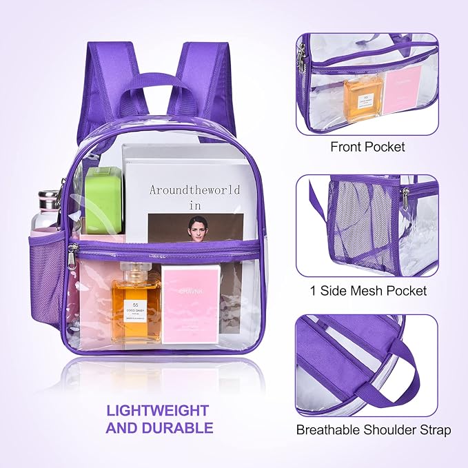 USPECLARE Clear Backpack for Stadium Approved 12×6×12, Water proof Clear Bag for Stadium Events and Concert Work Sport Event
