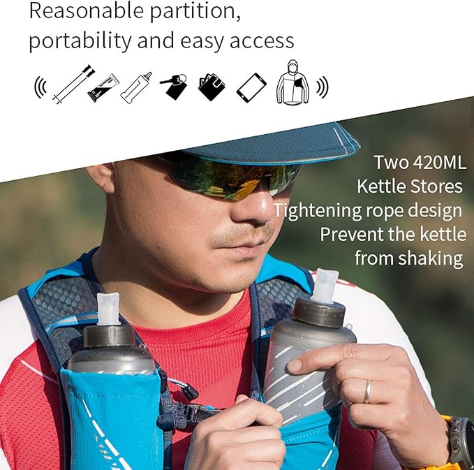 AONIJIE Running Hydration Vest Backpack for Women and Men Lightweight Trail Running Pack Outdoors Trail Race Hiking 5L