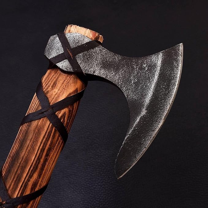 Handmade Viking Axe Real Carbon Steel Axe with Leather Sheath Camping Bearded Axes & Hatchets Hunting Axe Valentine's Day Gift, Camping & Hiking | Knives & Tools | Birthday Gift for him (VK-Ax-19)