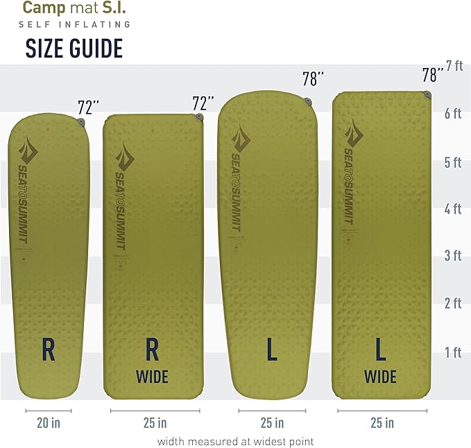 Sea to Summit Camp Self-Inflating Foam Sleeping Mat for Camping and Backpacking, Rectangular - Large (79 x 25 x 1.5 inches)