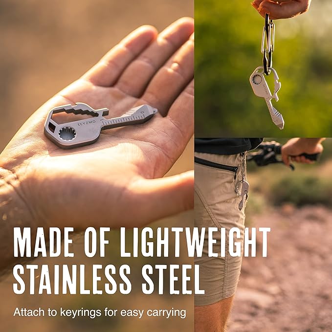 Key Shaped Pocket MultiTool, Small 16-in-1 Ultimate Utility Kit, Made with Lightweight Stainless Steel, TSA Compliant