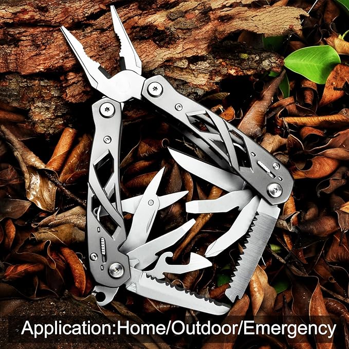 SQT1508 14-in-1 Multitool, Gifts for Men, Foldable & Self-Locking, Professional Multitool for DIY, Outdoor Camping, and Home Repairs...