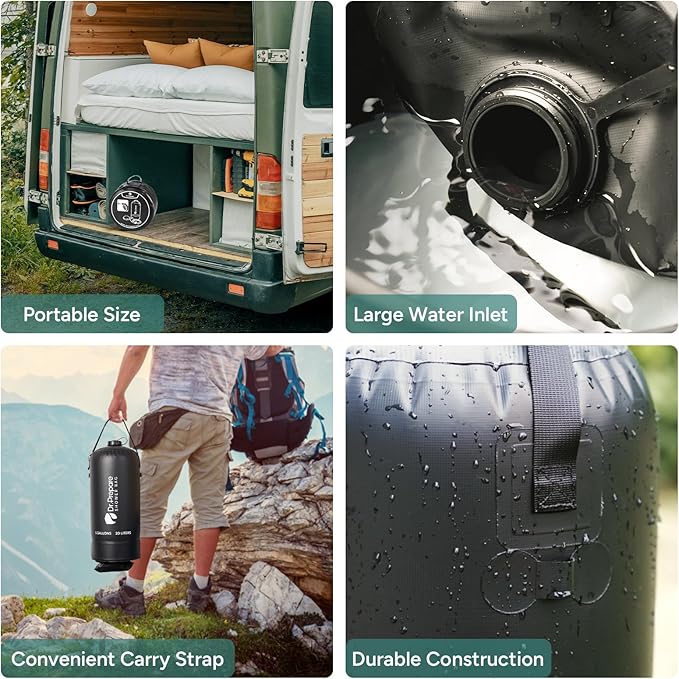 DR.PREPARE Camping Shower, 4 Gallons/5 Gallons Portable Camp Shower with Foot Pump, Dual Shower Options, Large Water Inlet, Portable Outdoor Shower for Camping, Beach, Hiking, Climbing
