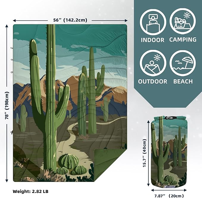 Outdoor Puffy Camping Blanket, Lightweight Windproof Warm Stadium Blanket, Packable Travel Camping Quilt for Cold Weather,Hiking, Backpacking,Sleeping, Hammock, Adventure 78"x 56"