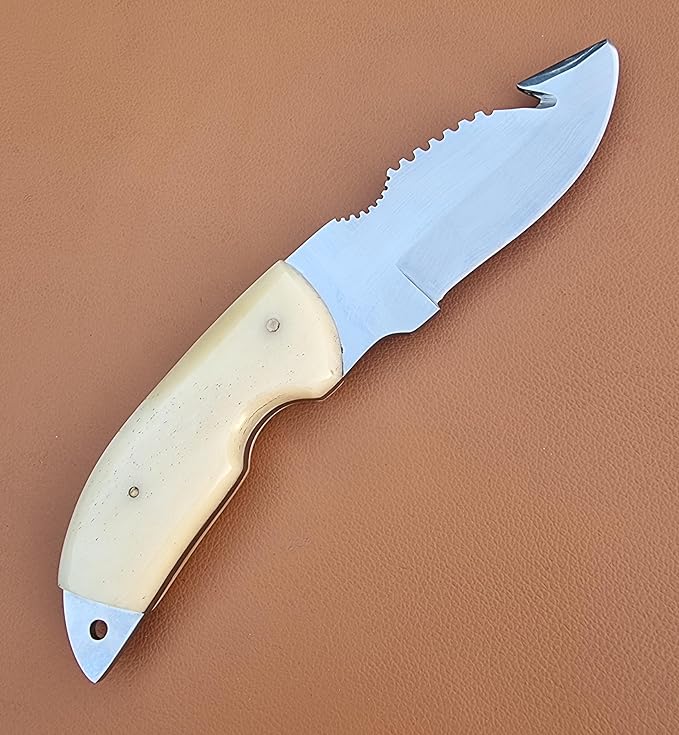 Handmad Stainless Steel Hunting Skinner Knife With Camel Bone Handle For Hunting & Outdoor Purpose '