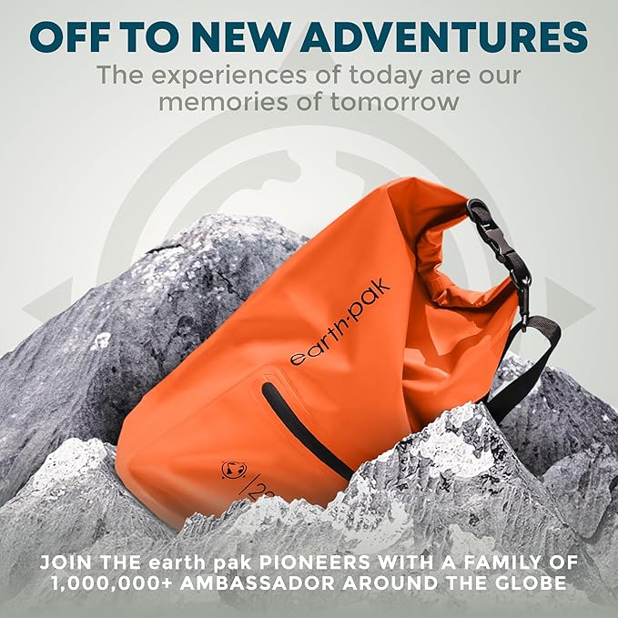 Earth Pak Waterproof Dry Bag with Zippered Pocket - Waterproof Dry Bag Backpack Keeps Gear Dry (10L Orange & 10L Yellow)