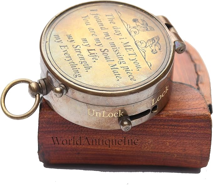 Engraved Compass, Gift for Husband,Anniversary,Wedding Him, Long Distance Boyfriend Gift, Fiance I Miss You Relationship Army (The Day Met You), 2 inches Inch