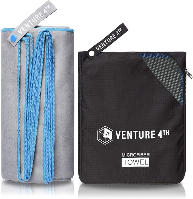 VENTURE 4TH Quick Dry Travel Towel - Fast Drying Ultra Soft Microfiber Towels - Essential for Camping, Backpacking, Yoga, Swimming, Gym, Sports and Beach - 3 Compact Sizes