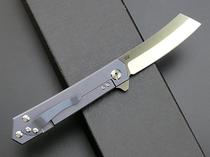 Eafengrow EF97 Pocket Knife Folding Knives D2 Steel Blade Titanium Handle Camping Outdoor Tools Knife EDC Hand Tool(blue)