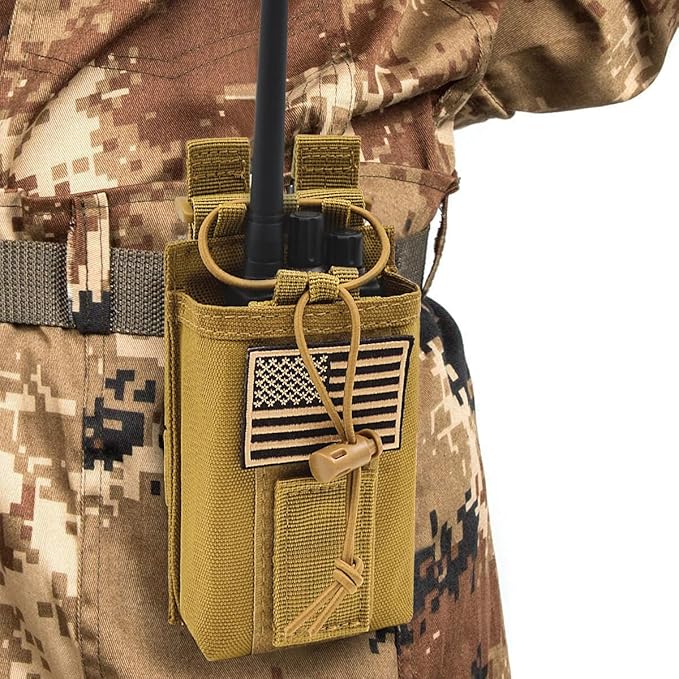 Molle Radio Pouch Holster Tactical Holder Duty Belt Accessories Military Heavy Bag for Two Ways Walkie Talkies Adjustable Storage with 1 Pack Patch