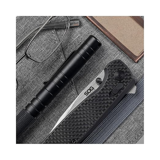 SOG Terminus XR Ergonomic Ambidextrous Lightweight Sleek Balanced Folding Knife| G10 Carbon Fiber Handle | S35VN Steel Blade